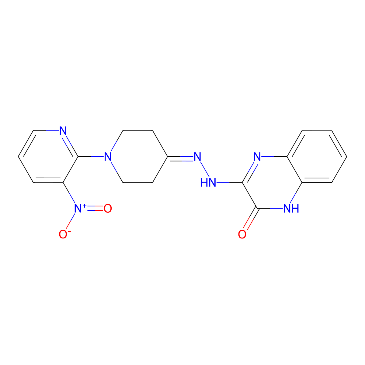 3-{2-[1-(3-nitro-2-pyridinyl)-4-piperidinylidene]hydrazino}-2(1H)-quinoxalinone molecular structure, CAS 338412-87-6
