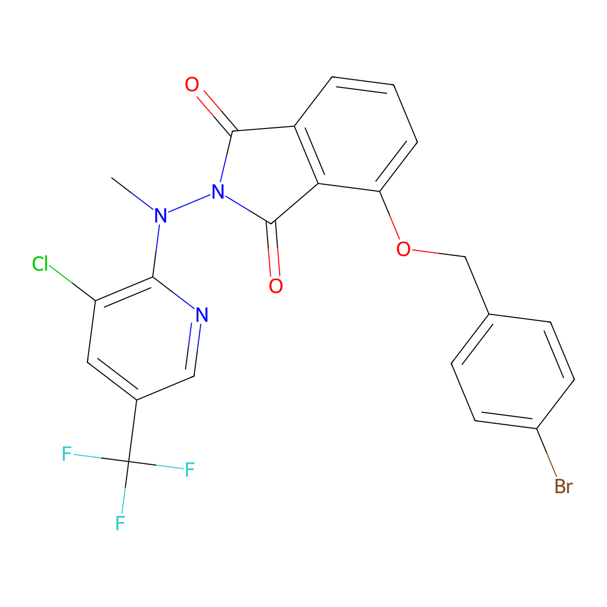 4-[(4-bromobenzyl)oxy]-2-[[3-chloro-5-(trifluoromethyl)-2-pyridinyl](methyl)amino]-1H-isoindole-1,3(2H)-dione molecular structure, CAS 338412-90-1