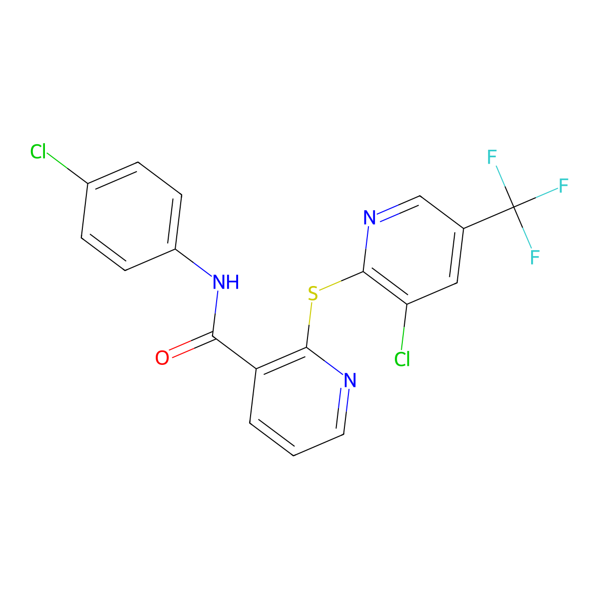 N-(4-chlorophenyl)-2-{[3-chloro-5-(trifluoromethyl)-2-pyridinyl]sulfanyl}nicotinamide molecular structure, CAS 338412-91-2