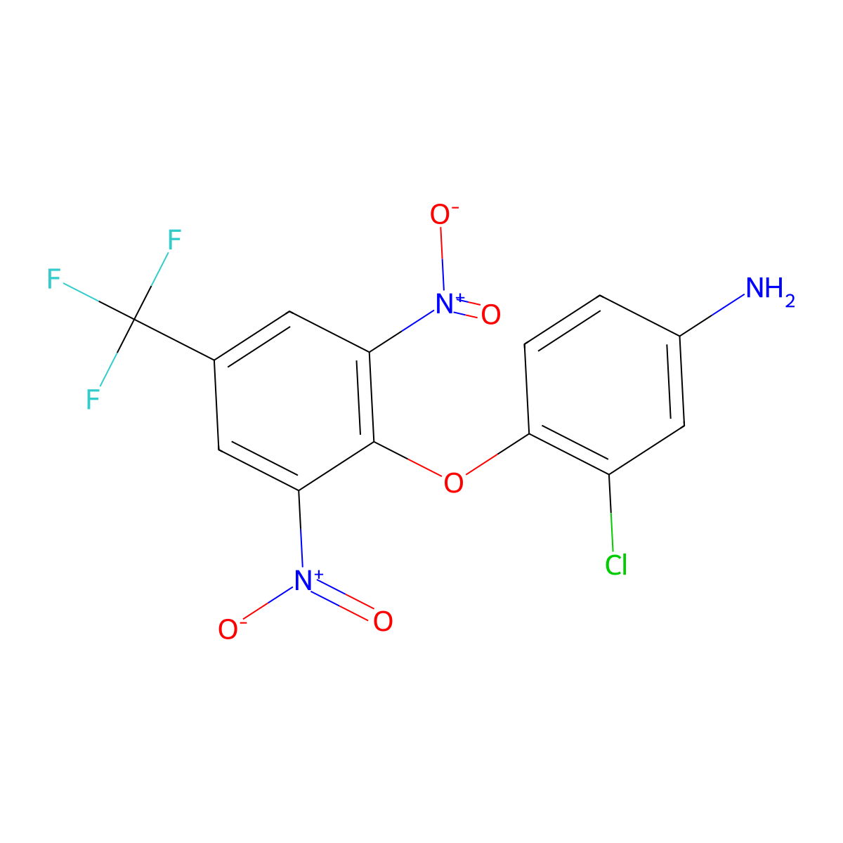 3-Chloro-4-[2,6-dinitro-4-(trifluoromethyl)phenoxy]aniline molecular structure, CAS 338412-96-7