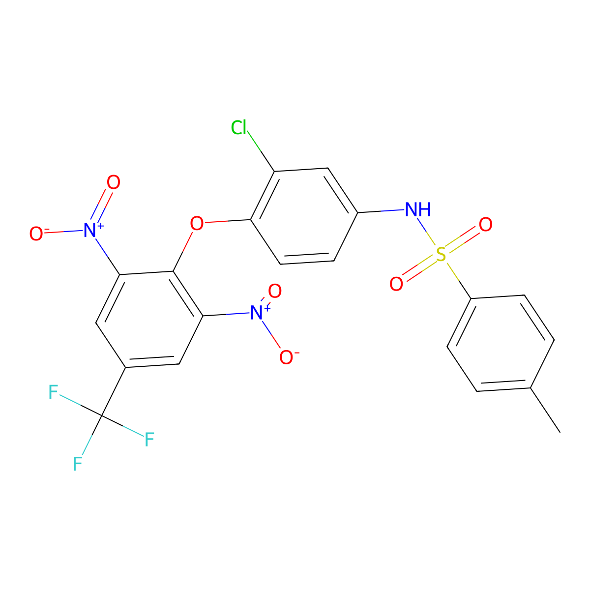 N-(3-Chloro-4-(2,6-dinitro-4-(trifluoromethyl)phenoxy)phenyl)-4-methylbenzenesulfonamide molecular structure, CAS 338413-12-0