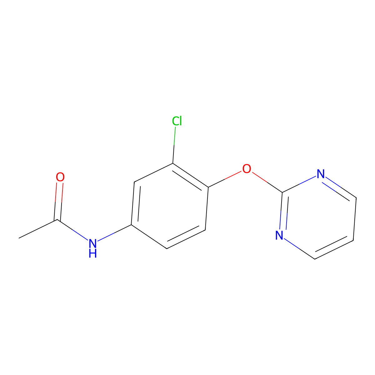N-[3-chloro-4-(2-pyrimidinyloxy)phenyl]acetamide molecular structure, CAS 338413-15-3