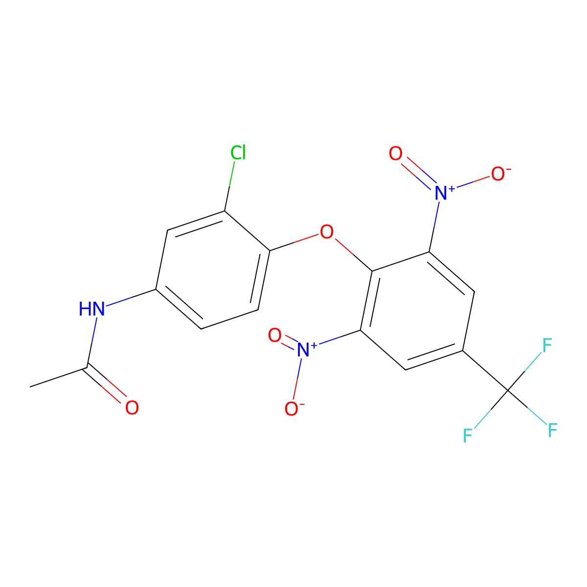 N-(3-Chloro-4-(2,6-dinitro-4-(trifluoromethyl)phenoxy)phenyl)acetamide molecular structure, CAS 338413-17-5