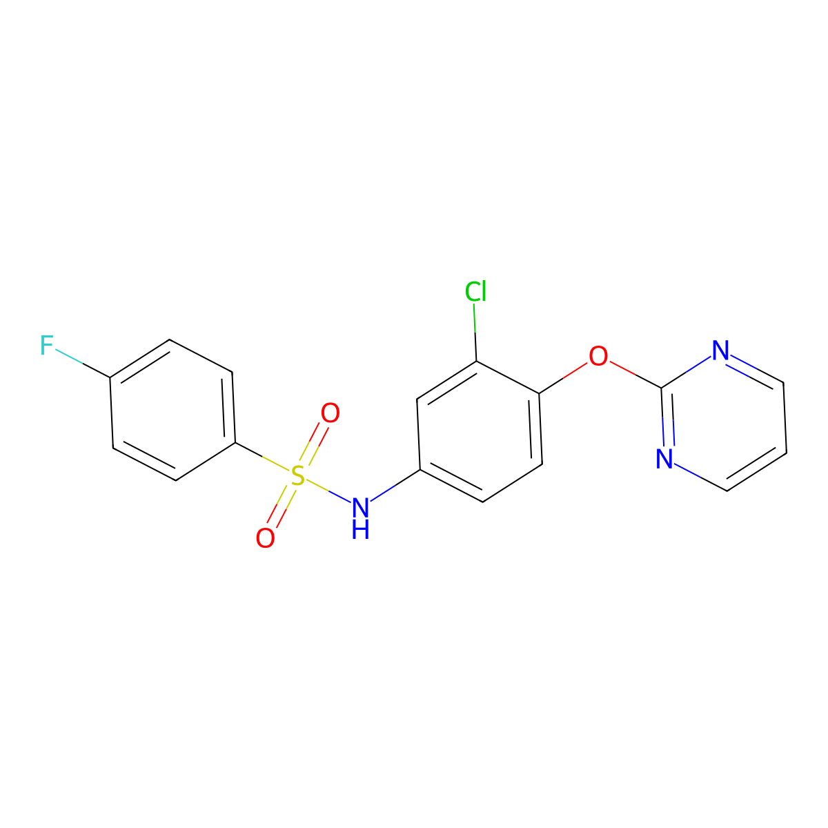 N-[3-chloro-4-(2-pyrimidinyloxy)phenyl]-4-fluorobenzenesulfonamide molecular structure, CAS 338413-29-9