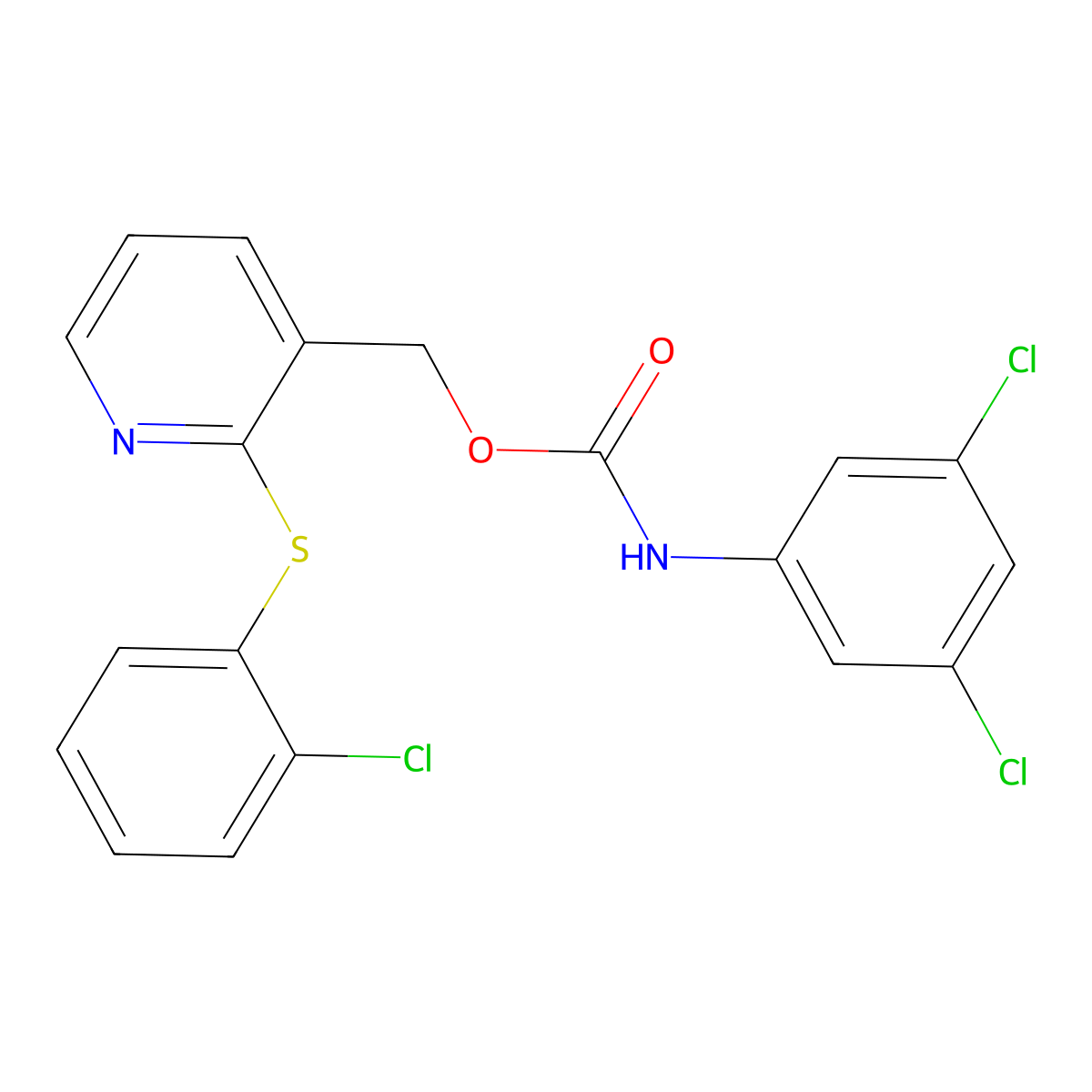 [2-(2-chlorophenyl)sulfanylpyridin-3-yl]methyl N-(3,5-dichlorophenyl)carbamate molecular structure, CAS 338413-62-0