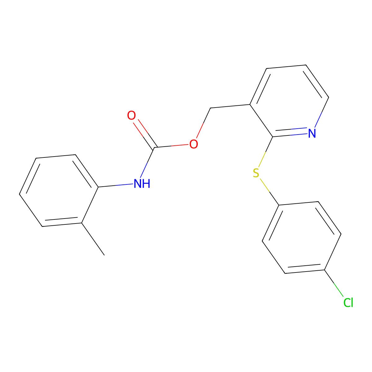 {2-[(4-chlorophenyl)sulfanyl]-3-pyridinyl}methyl N-(2-methylphenyl)carbamate molecular structure, CAS 338413-64-2