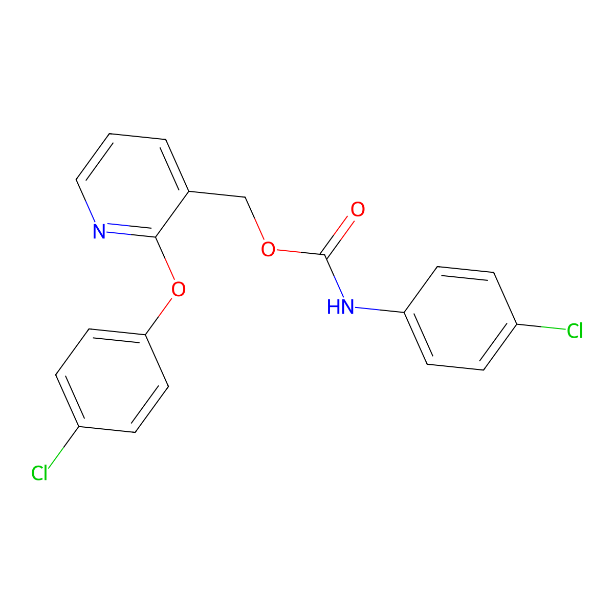[2-(4-chlorophenoxy)pyridin-3-yl]methyl N-(4-chlorophenyl)carbamate molecular structure, CAS 338413-68-6