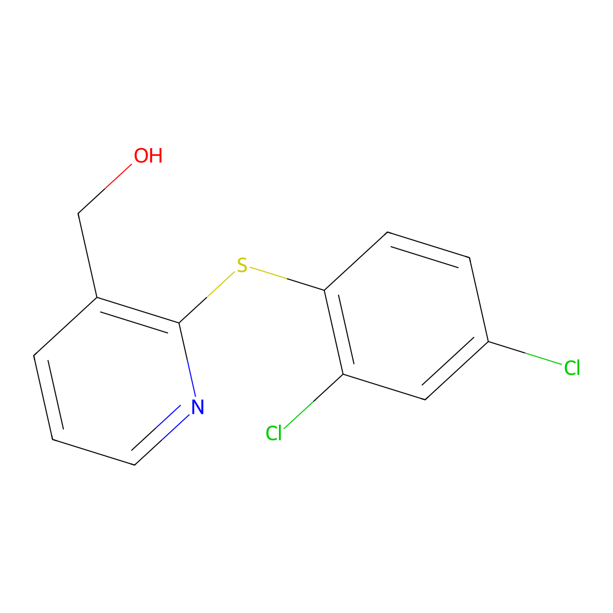 {2-[(2,4-Dichlorophenyl)sulfanyl]-3-pyridinyl}methanol molecular structure, CAS 338413-69-7