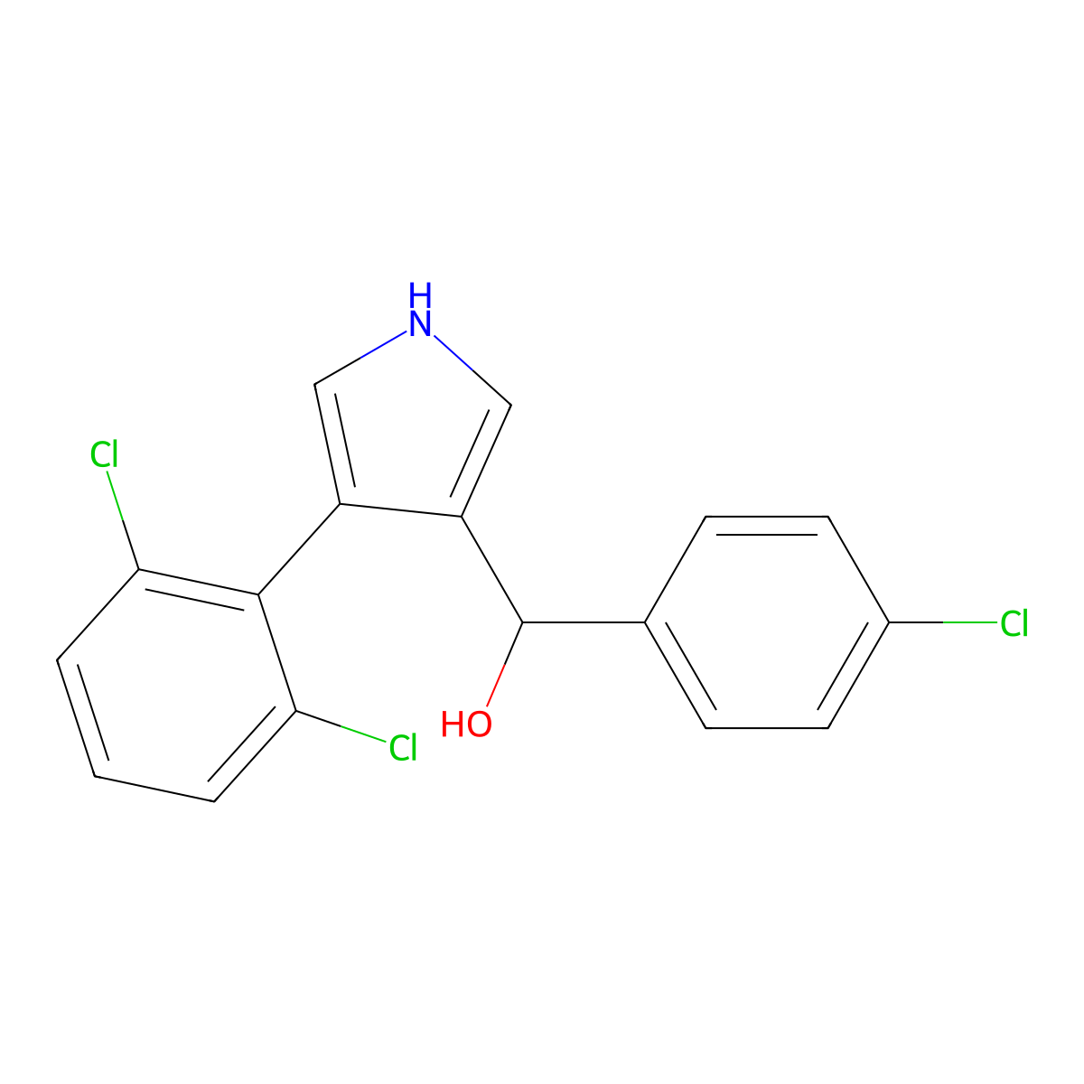 (4-chlorophenyl)[4-(2,6-dichlorophenyl)-1H-pyrrol-3-yl]methanol molecular structure, CAS 338413-76-6