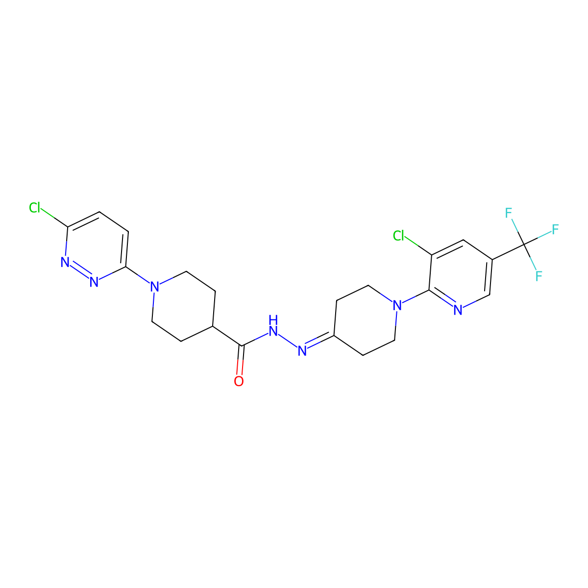 1-(6-Chloro-3-pyridazinyl)-N'-(1-(3-chloro-5-(trifluoromethyl)-2-pyridinyl)-4-piperidinylidene)-4-piperidinecarbohydrazide molecular structure, CAS 338413-83-5