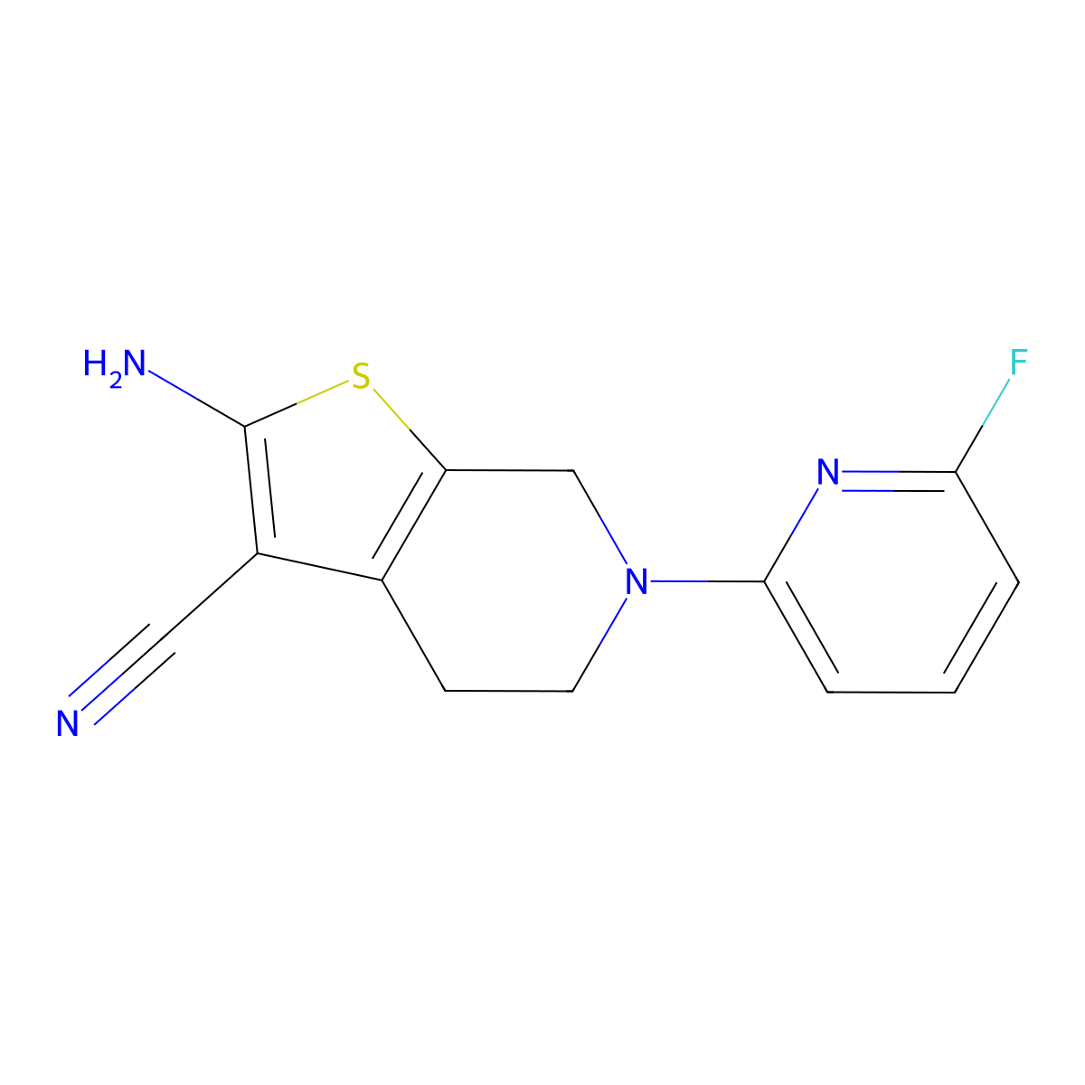 2-Amino-6-(6-fluoro-2-pyridinyl)-4,5,6,7-tetrahydrothieno[2,3-c]pyridine-3-carbonitrile molecular structure, CAS 338413-86-8