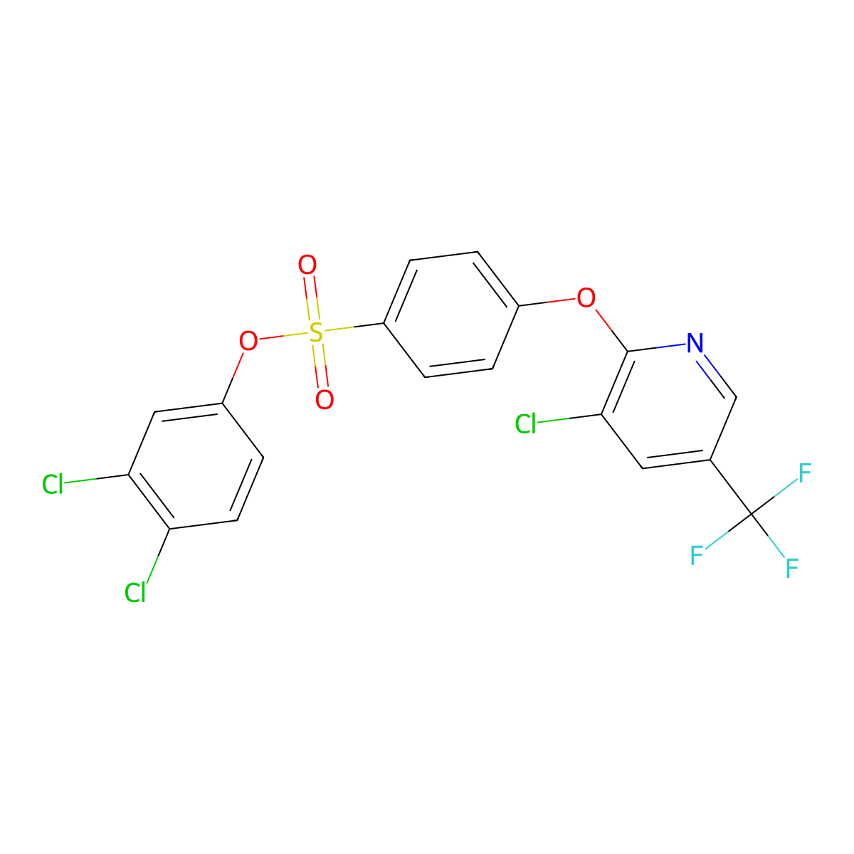 3,4-Dichlorophenyl 4-((3-chloro-5-(trifluoromethyl)-2-pyridinyl)oxy)benzenesulfonate molecular structure, CAS 338414-07-6