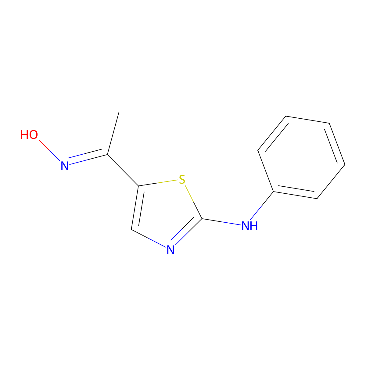 5-[(1E)-1-(hydroxyimino)ethyl]-N-phenyl-1,3-thiazol-2-amine molecular structure, CAS 338414-14-5