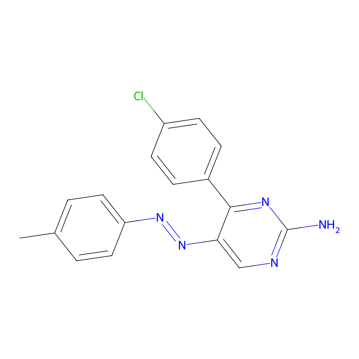 4-(4-Chlorophenyl)-5-[2-(4-methylphenyl)diazenyl]-2-pyrimidinamine molecular structure, CAS 338414-20-3