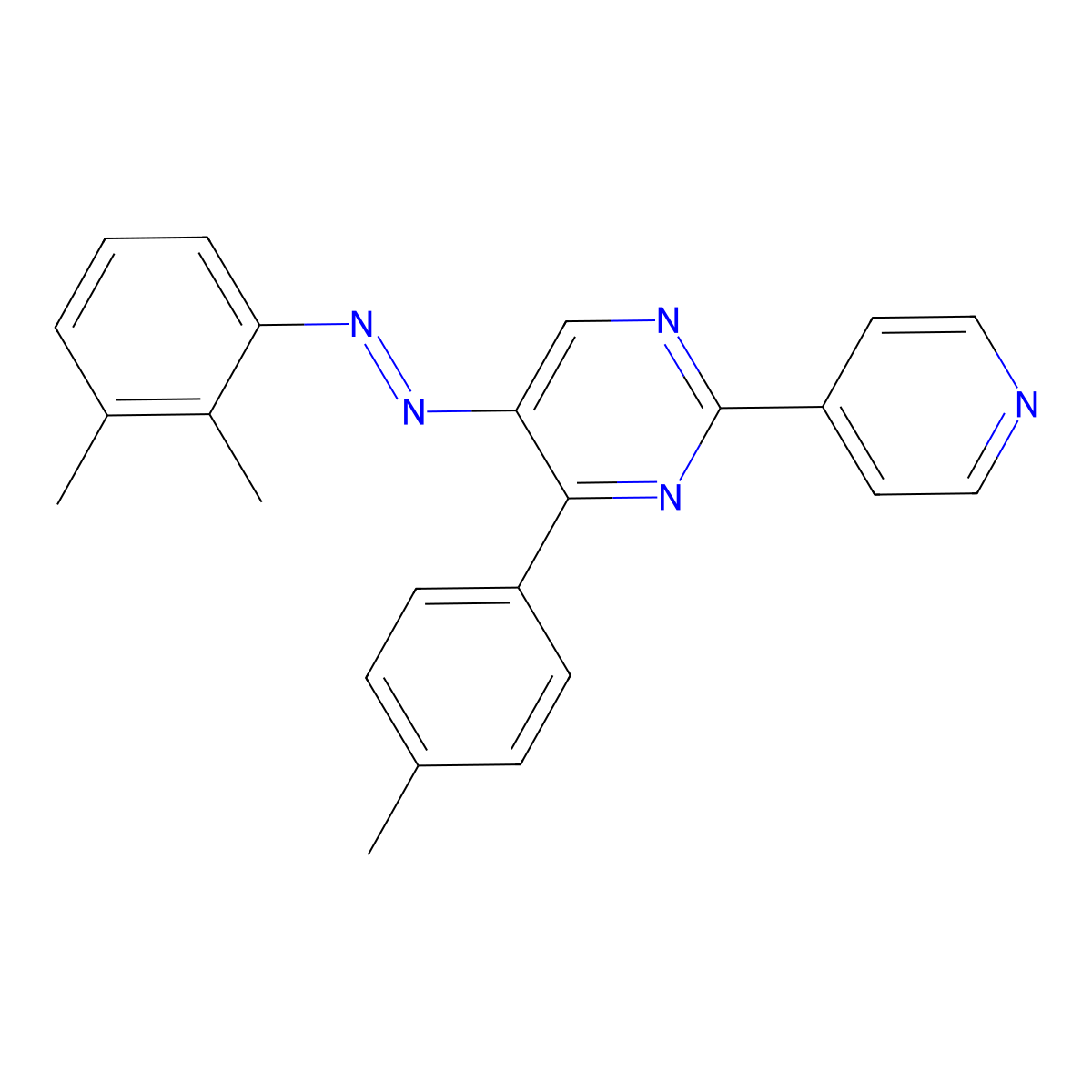 5-[2-(2,3-Dimethylphenyl)diazenyl]-4-(4-methylphenyl)-2-(4-pyridinyl)pyrimidine molecular structure, CAS 338414-23-6