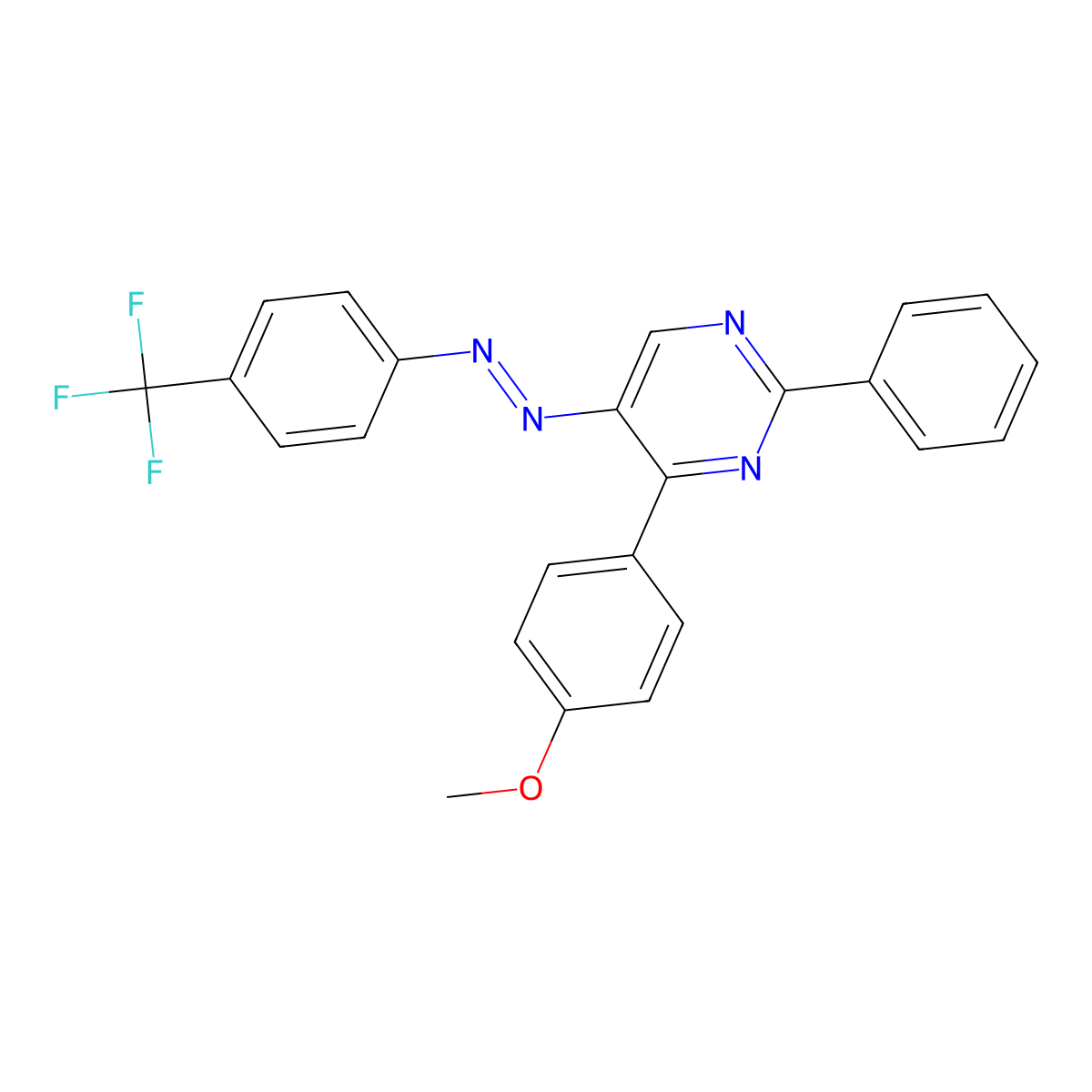 Methyl 4-(2-phenyl-5-{2-[4-(trifluoromethyl)phenyl]diazenyl}-4-pyrimidinyl)phenyl ether molecular structure, CAS 338414-28-1