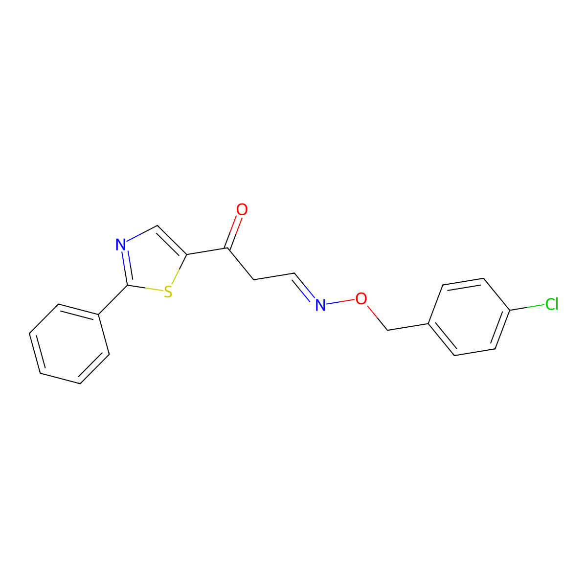 3-oxo-3-(2-phenyl-1,3-thiazol-5-yl)propanal O-(4-chlorobenzyl)oxime molecular structure, CAS 338414-38-3