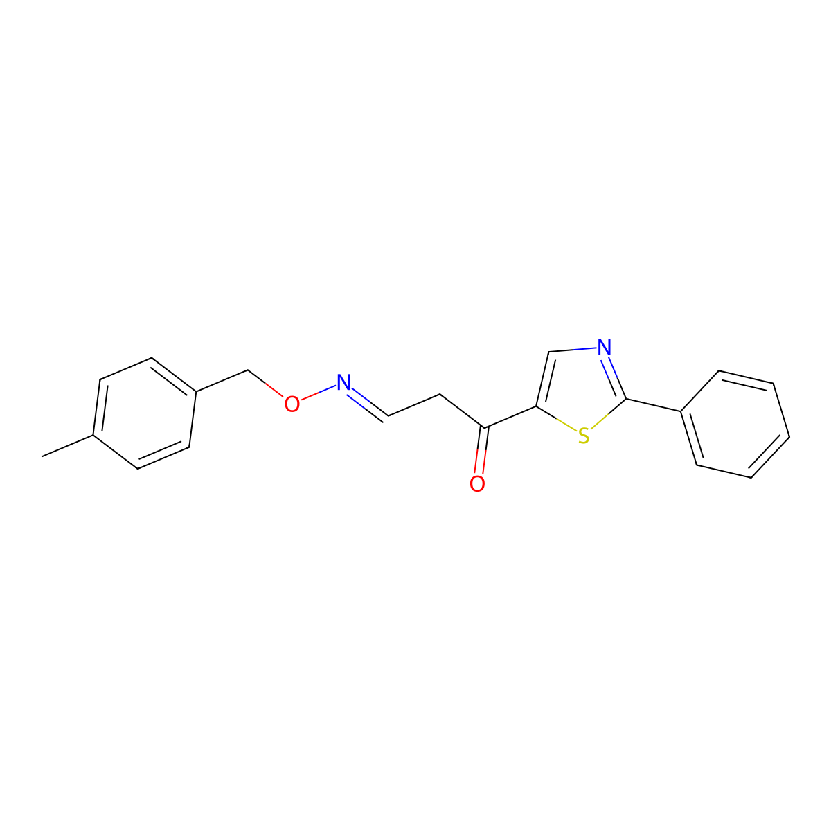 3-oxo-3-(2-phenyl-1,3-thiazol-5-yl)propanal O-(4-methylbenzyl)oxime molecular structure, CAS 338414-40-7