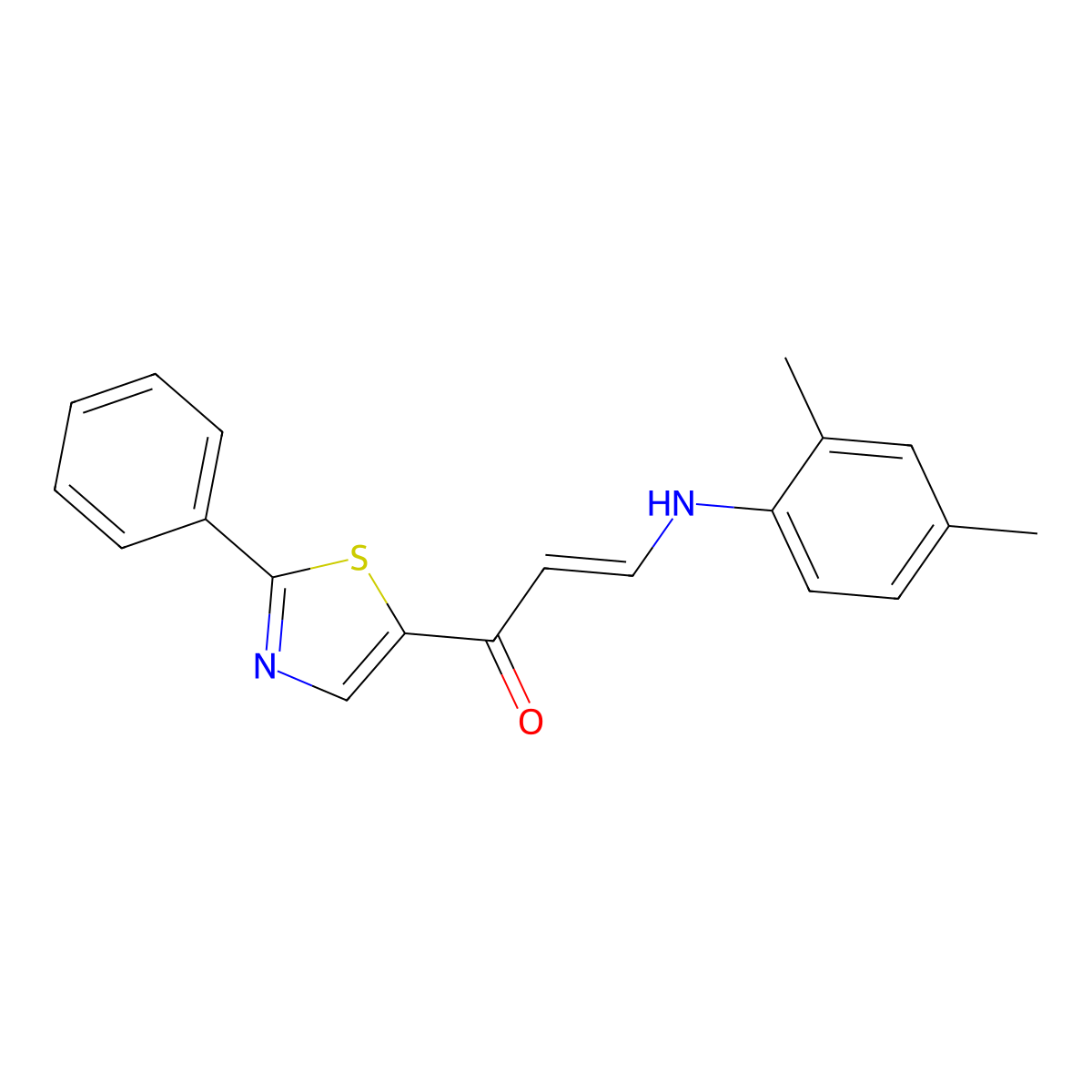 3-(2,4-Dimethylanilino)-1-(2-phenyl-1,3-thiazol-5-yl)-2-propen-1-one molecular structure, CAS 338414-52-1