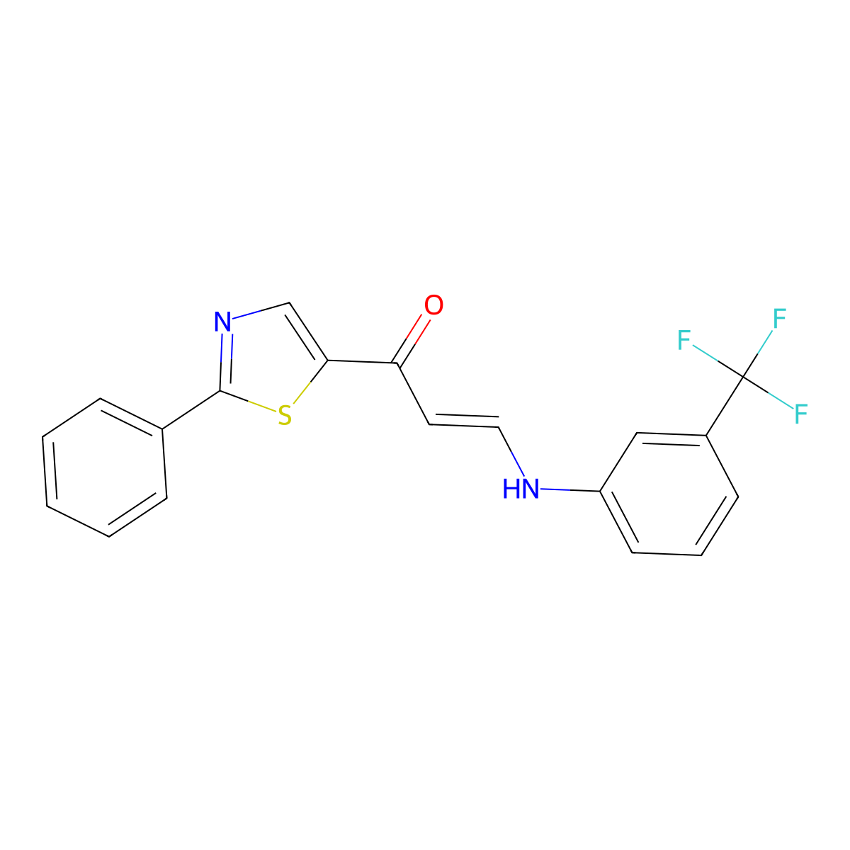 1-(2-Phenyl-1,3-thiazol-5-yl)-3-[3-(trifluoromethyl)anilino]-2-propen-1-one molecular structure, CAS 338414-56-5