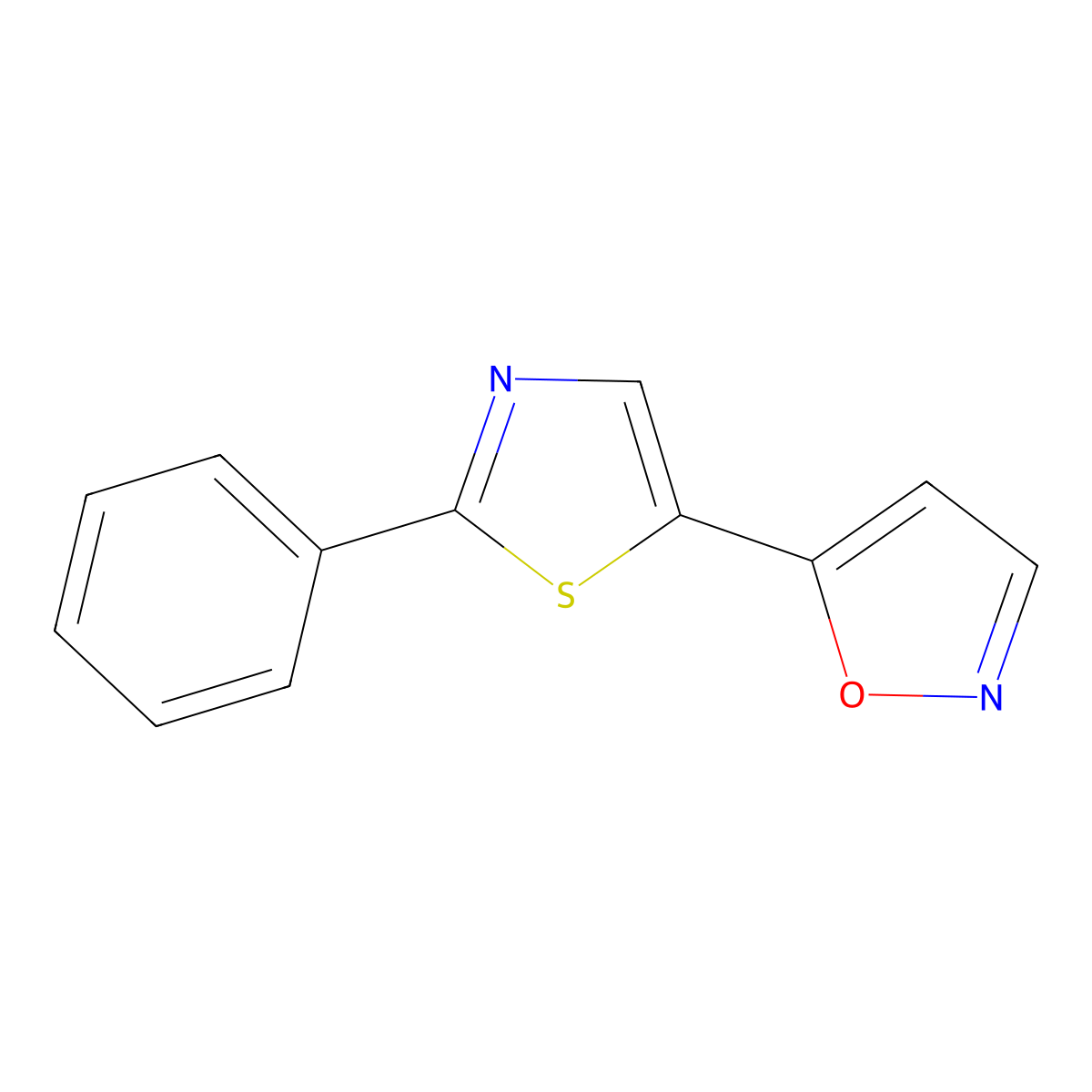 5-(2-Phenyl-1,3-thiazol-5-yl)isoxazole molecular structure, CAS 338414-59-8