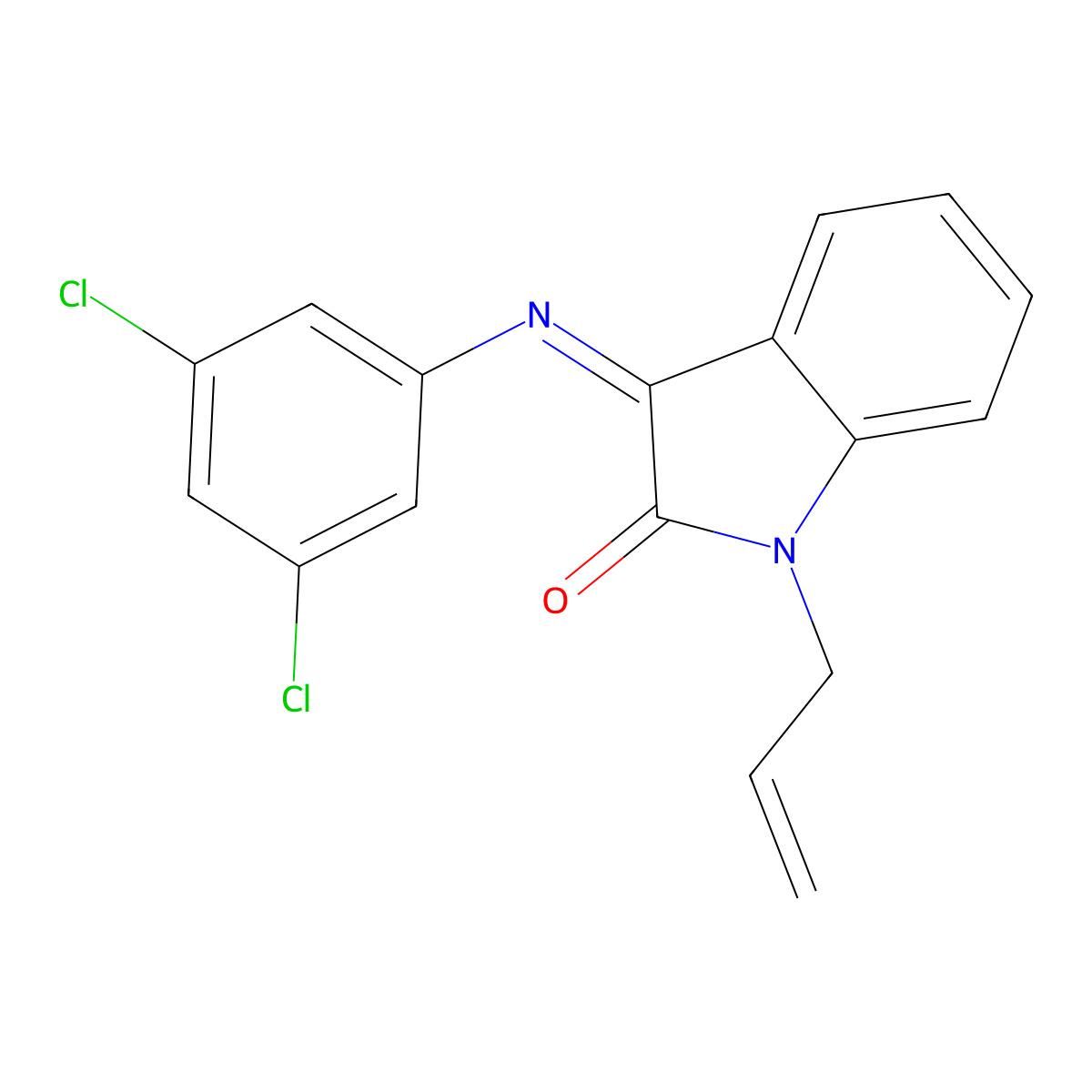 3-(3,5-Dichlorophenyl)imino-1-prop-2-enylindol-2-one molecular structure, CAS 338414-68-9