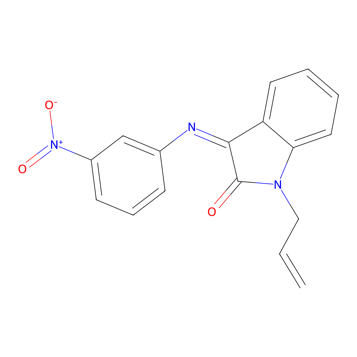 1-allyl-3-[(3-nitrophenyl)imino]-1,3-dihydro-2H-indol-2-one molecular structure, CAS 338414-71-4