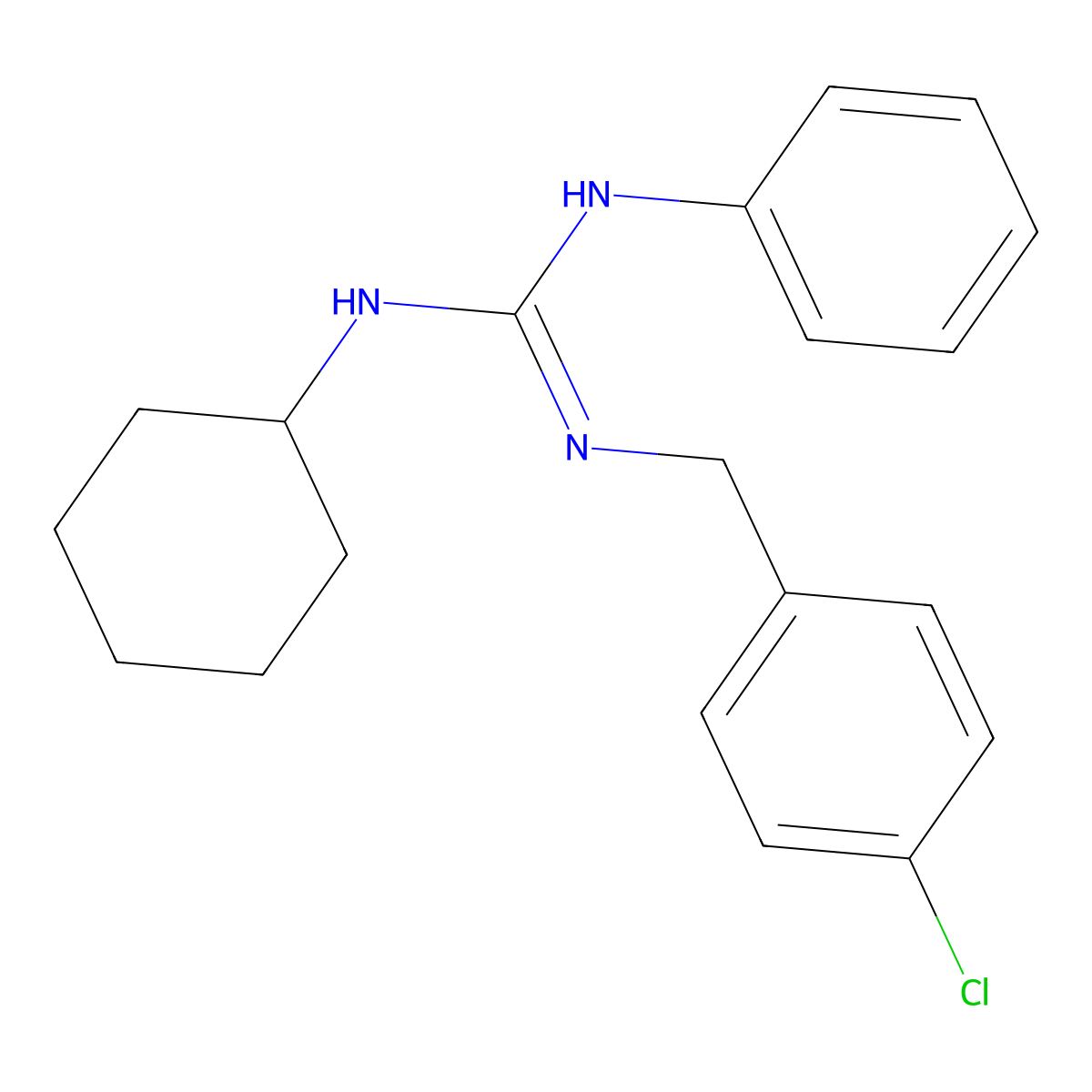 N-(4-chlorobenzyl)-N'-cyclohexyl-N''-phenylguanidine molecular structure, CAS 338414-75-8
