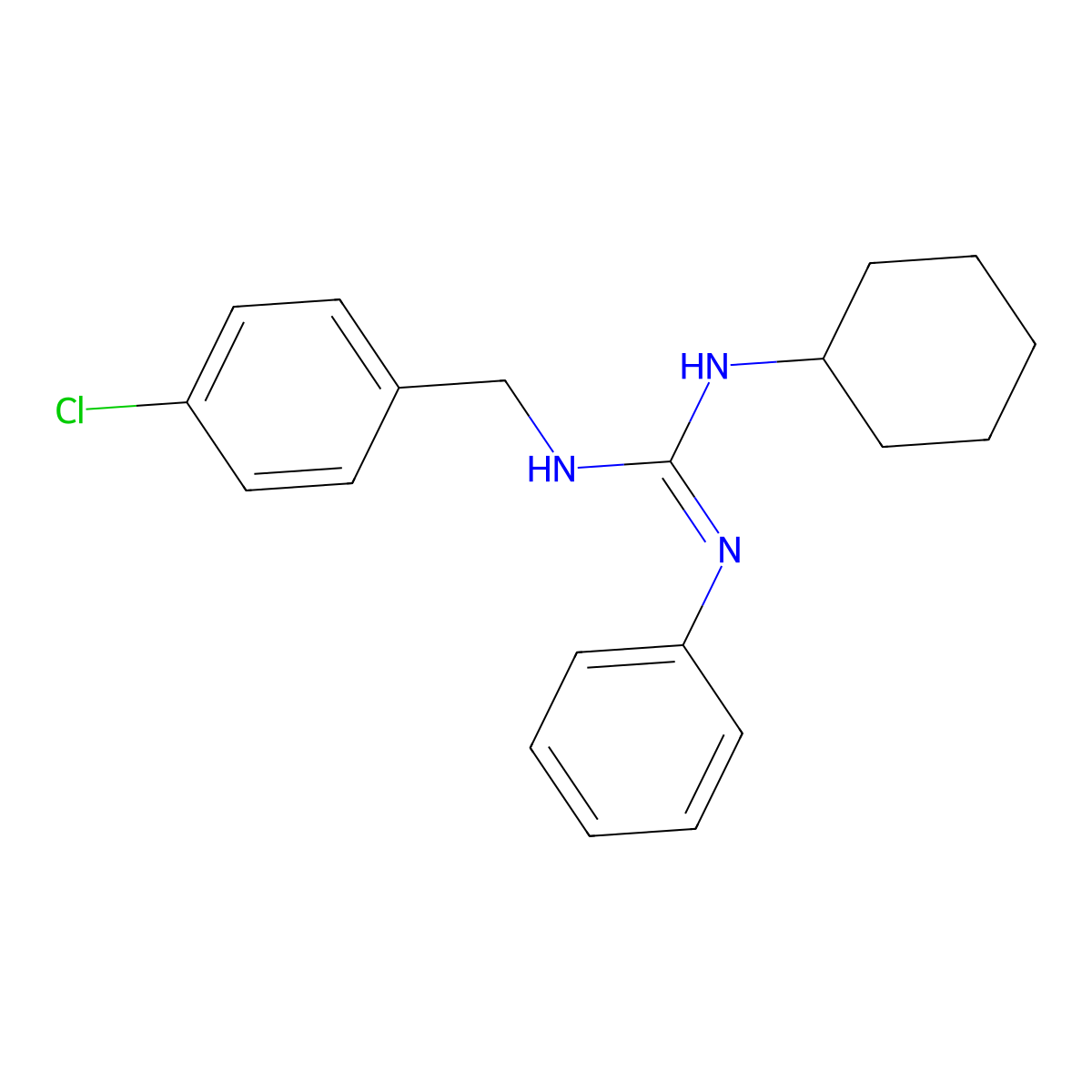 N-(4-chlorobenzyl)-N'-cyclohexyl-N''-phenylguanidine molecular structure, CAS 338414-75-8