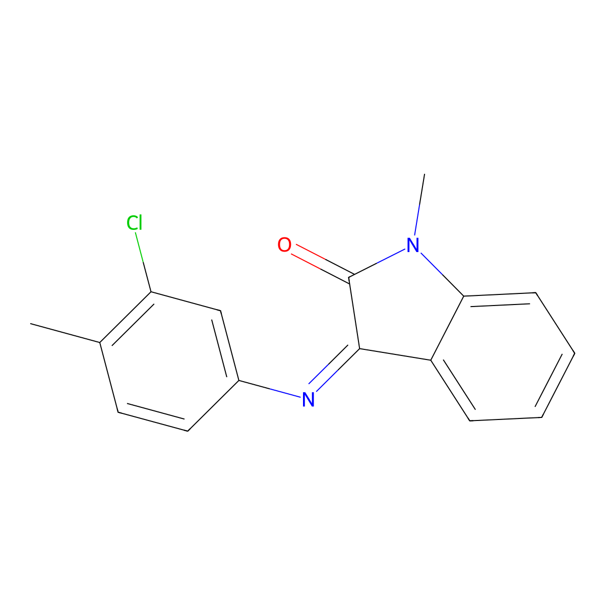 3-[(3-chloro-4-methylphenyl)imino]-1-methyl-1,3-dihydro-2H-indol-2-one molecular structure, CAS 338414-77-0