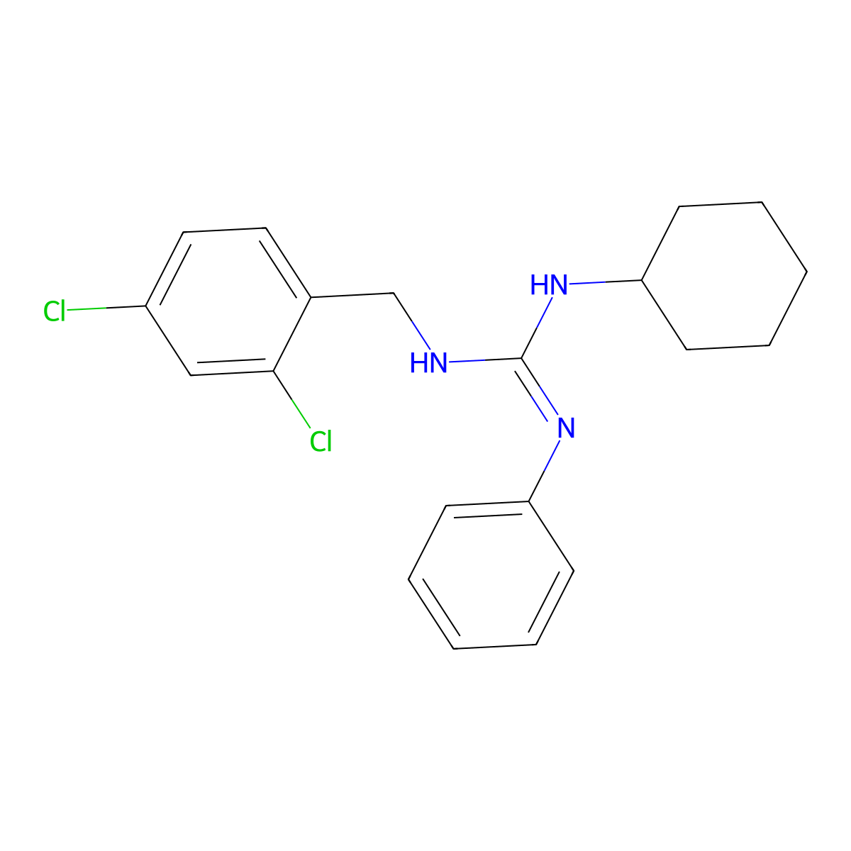 N-cyclohexyl-N'-(2,4-dichlorobenzyl)-N''-phenylguanidine molecular structure, CAS 338414-79-2