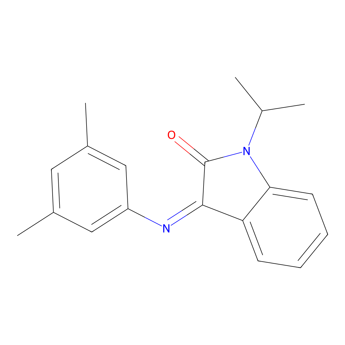 3-[(3,5-dimethylphenyl)imino]-1-isopropyl-1,3-dihydro-2H-indol-2-one molecular structure, CAS 338414-83-8