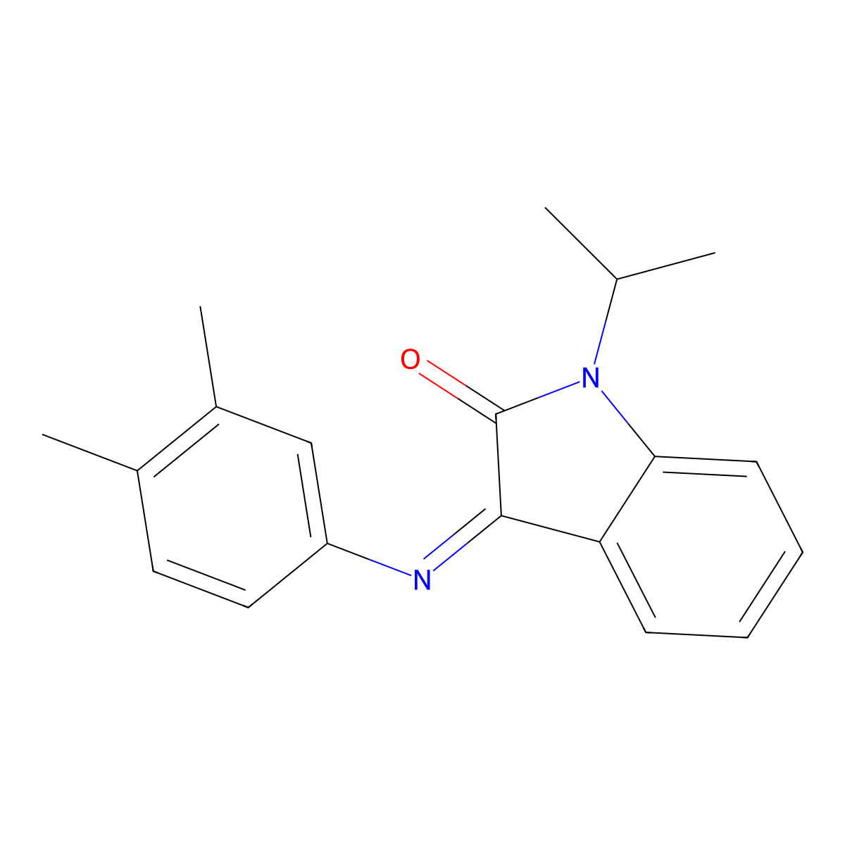 3-[(3,4-dimethylphenyl)imino]-1-isopropyl-1,3-dihydro-2H-indol-2-one molecular structure, CAS 338414-84-9