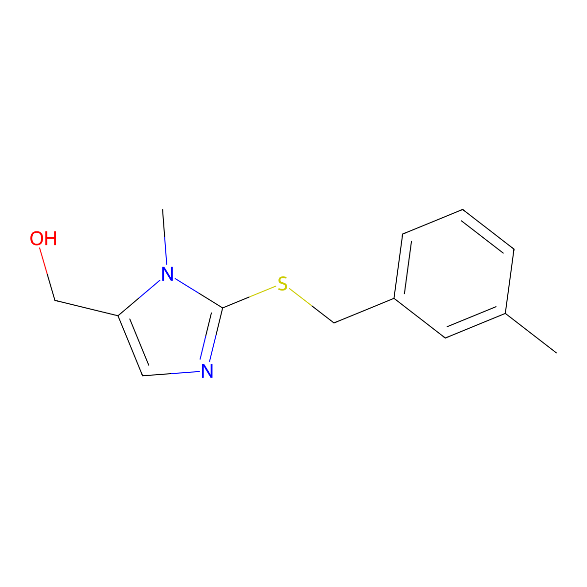 {1-methyl-2-[(3-methylbenzyl)sulfanyl]-1H-imidazol-5-yl}methanol molecular structure, CAS 338414-91-8