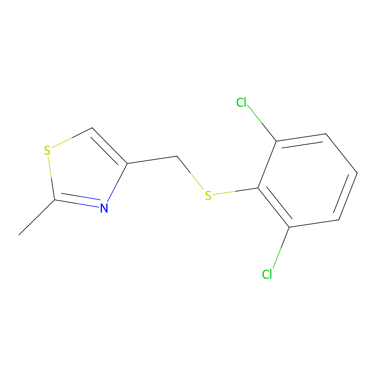 4-{[(2,6-Dichlorophenyl)sulfanyl]methyl}-2-methyl-1,3-thiazole molecular structure, CAS 338414-96-3
