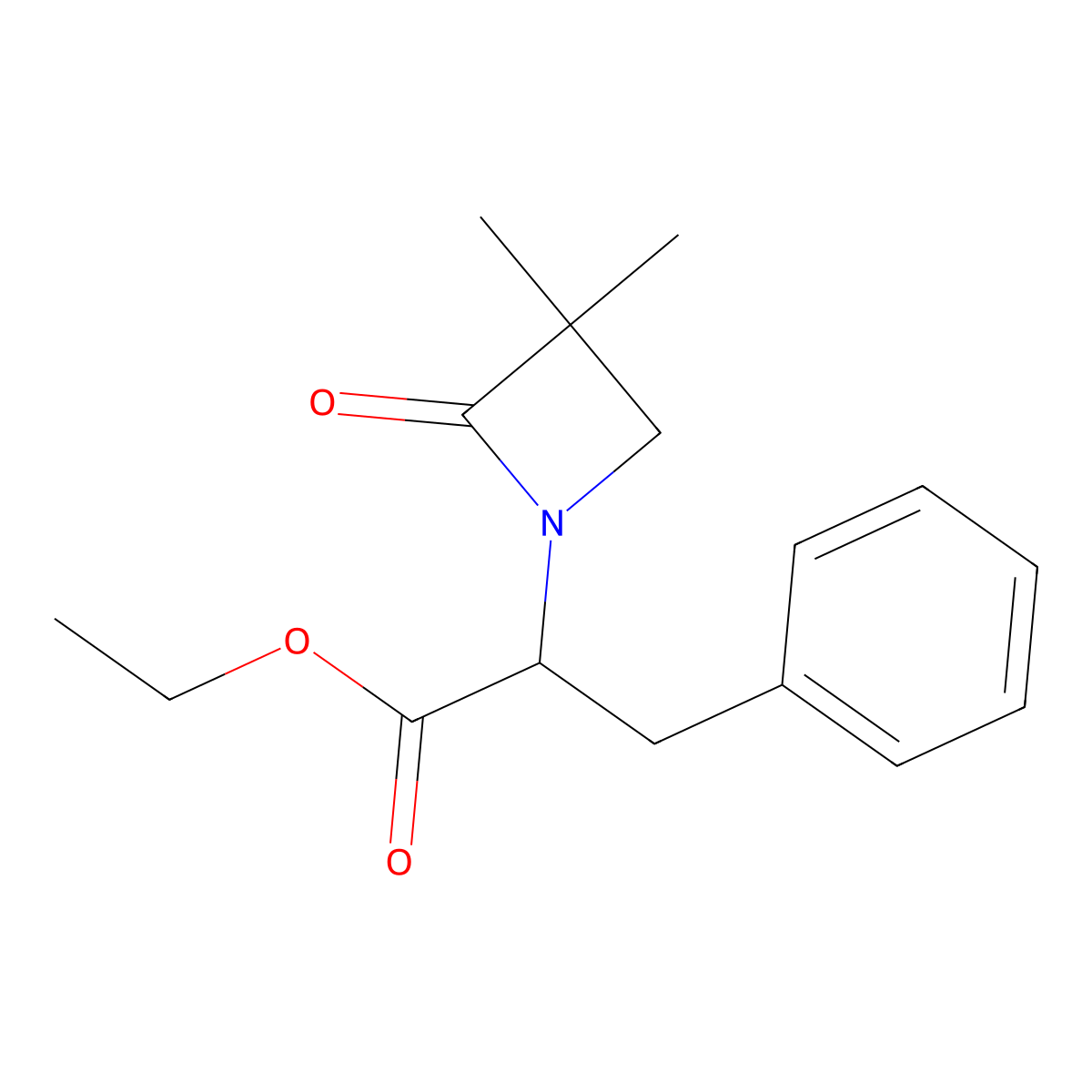 Ethyl 2-(3,3-dimethyl-2-oxo-1-azetanyl)-3-phenylpropanoate molecular structure, CAS 338415-02-4