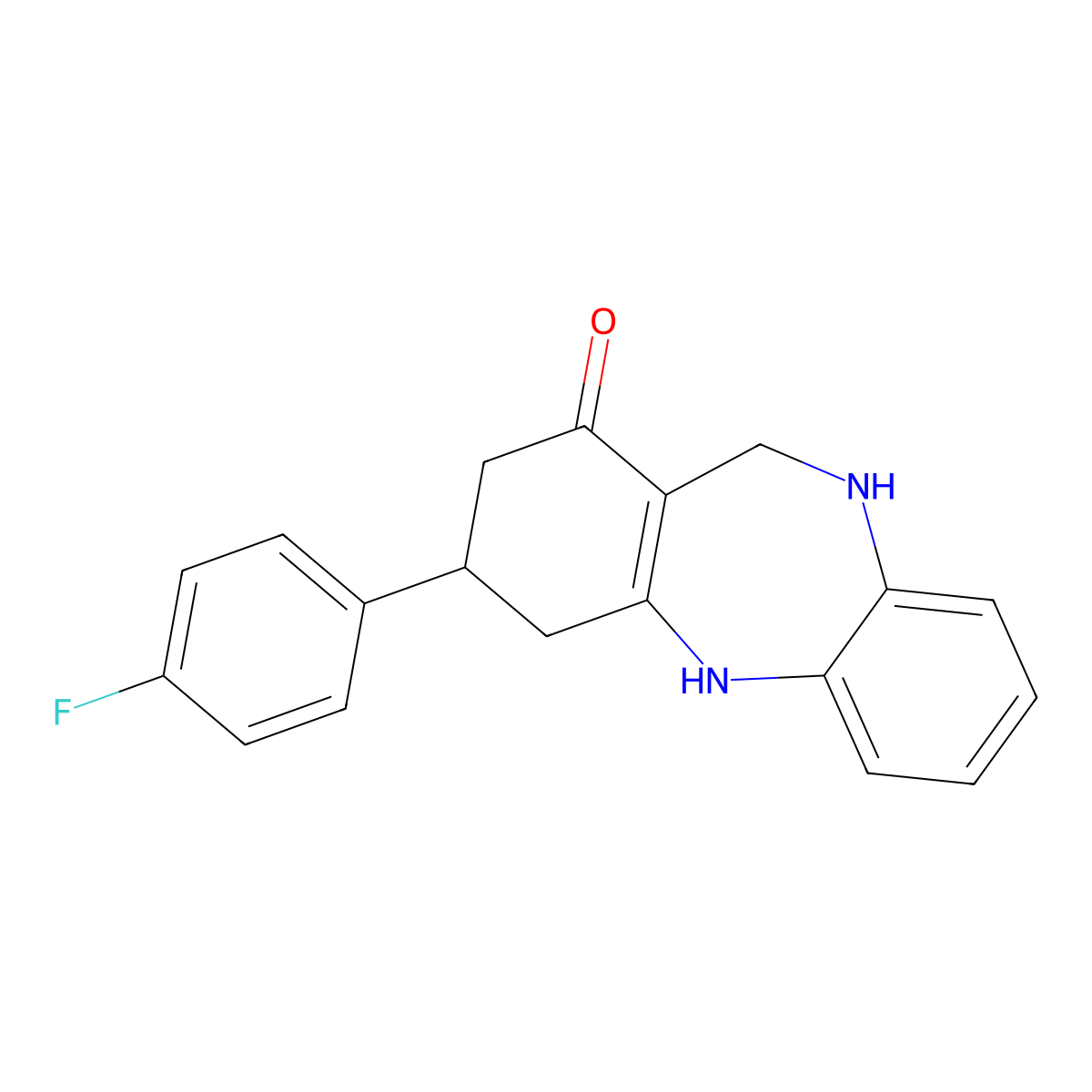 9-(4-Fluorophenyl)-5,6,8,9,10,11-hexahydrobenzo[b][1,4]benzodiazepin-7-one molecular structure, CAS 338415-03-5