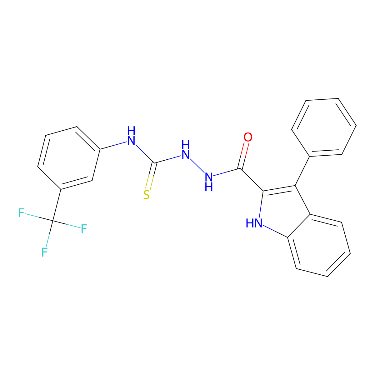 2-((3-Phenyl-1H-indol-2-yl)carbonyl)-N-(3-(trifluoromethyl)phenyl)-1-hydrazinecarbothioamide molecular structure, CAS 338415-09-1
