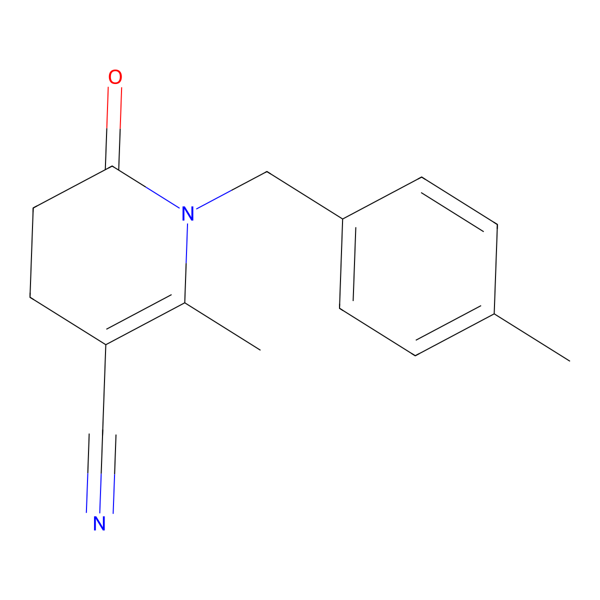 2-Methyl-1-(4-methylbenzyl)-6-oxo-1,4,5,6-tetrahydro-3-pyridinecarbonitrile molecular structure, CAS 338415-13-7