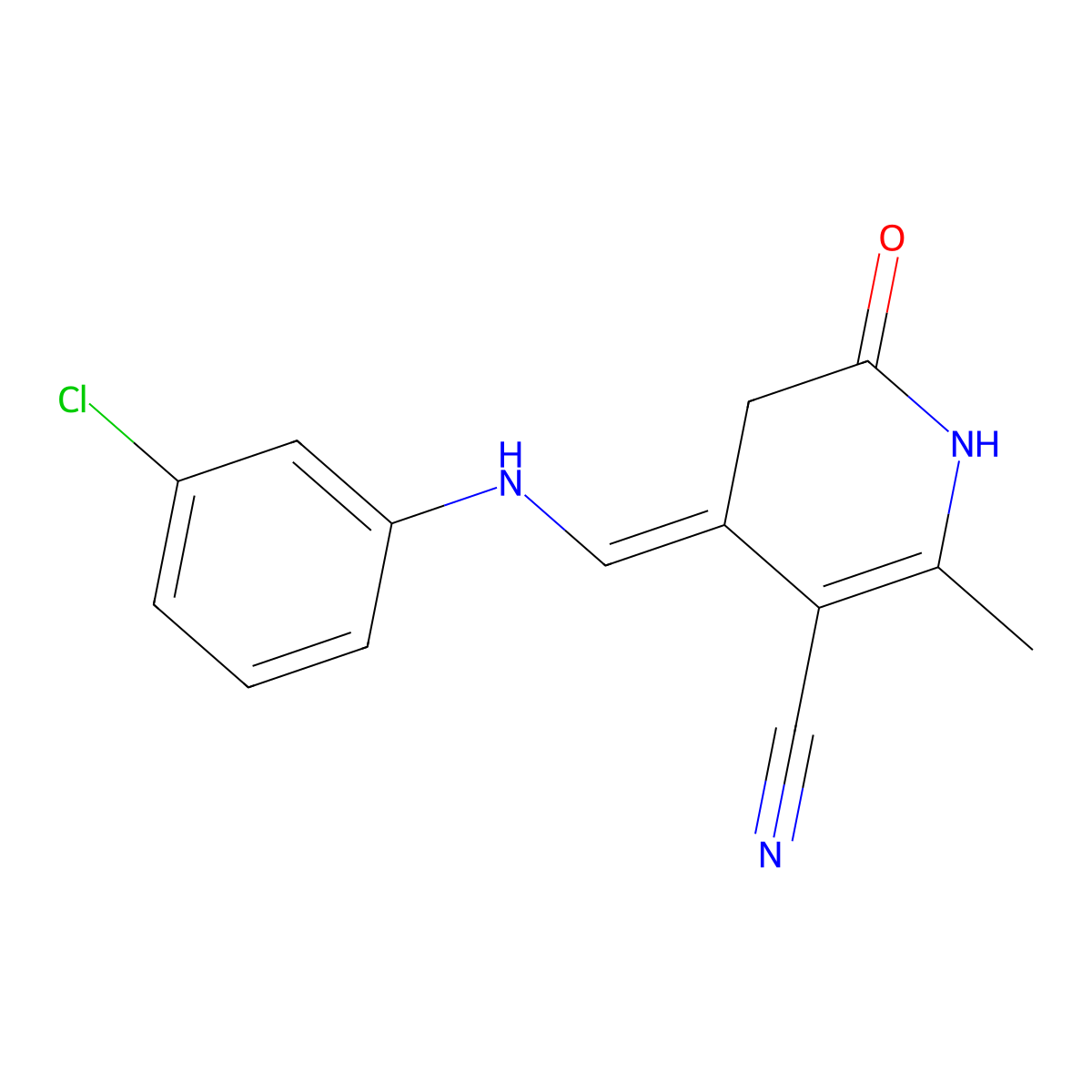4-[(3-Chloroanilino)methylene]-2-methyl-6-oxo-1,4,5,6-tetrahydro-3-pyridinecarbonitrile molecular structure, CAS 338415-20-6
