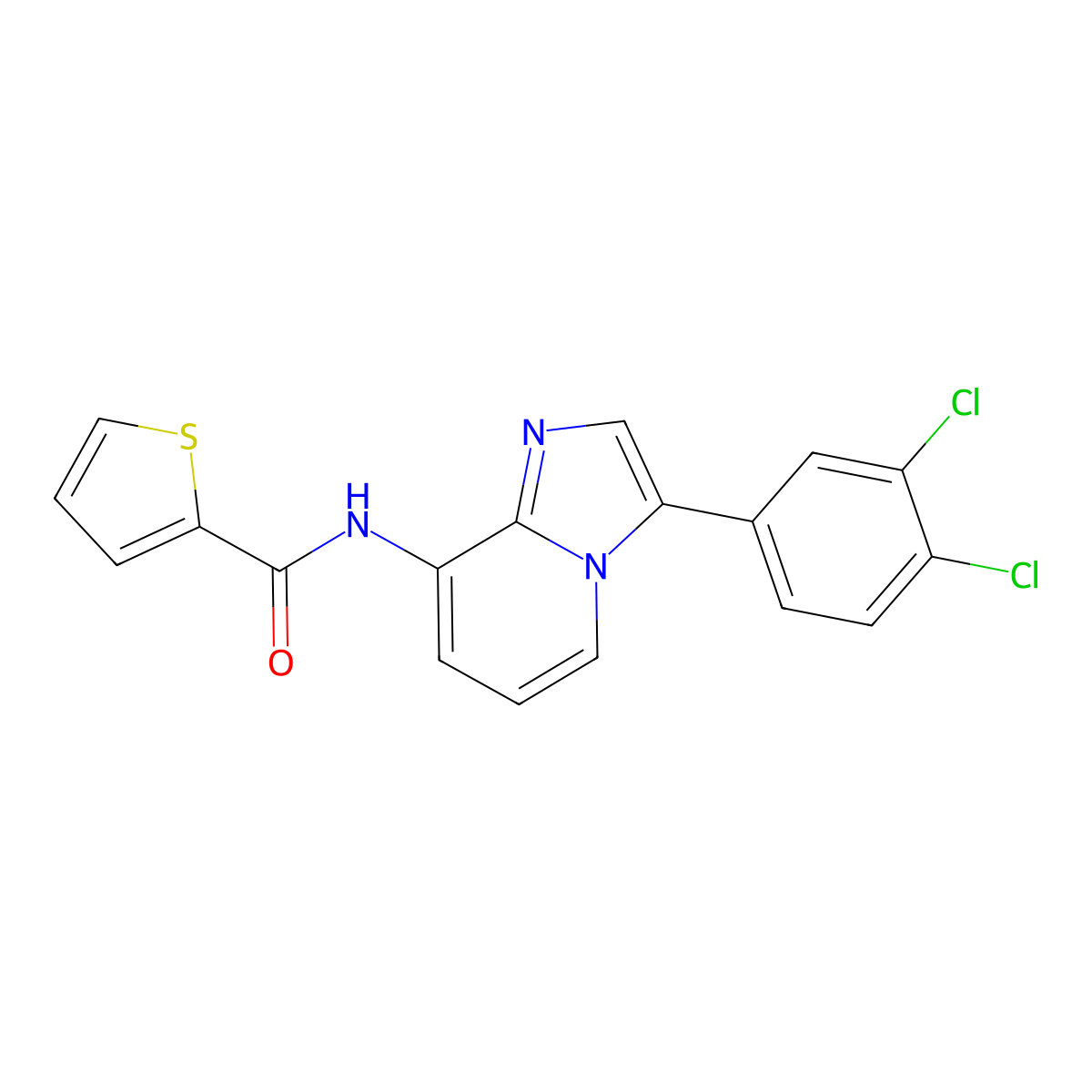 N-[3-(3,4-dichlorophenyl)imidazo[1,2-a]pyridin-8-yl]thiophene-2-carboxamide molecular structure, CAS 338415-24-0