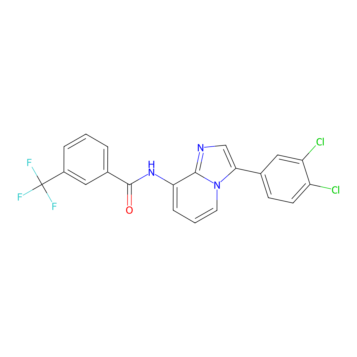N-[3-(3,4-dichlorophenyl)imidazo[1,2-a]pyridin-8-yl]-3-(trifluoromethyl)benzamide molecular structure, CAS 338415-25-1