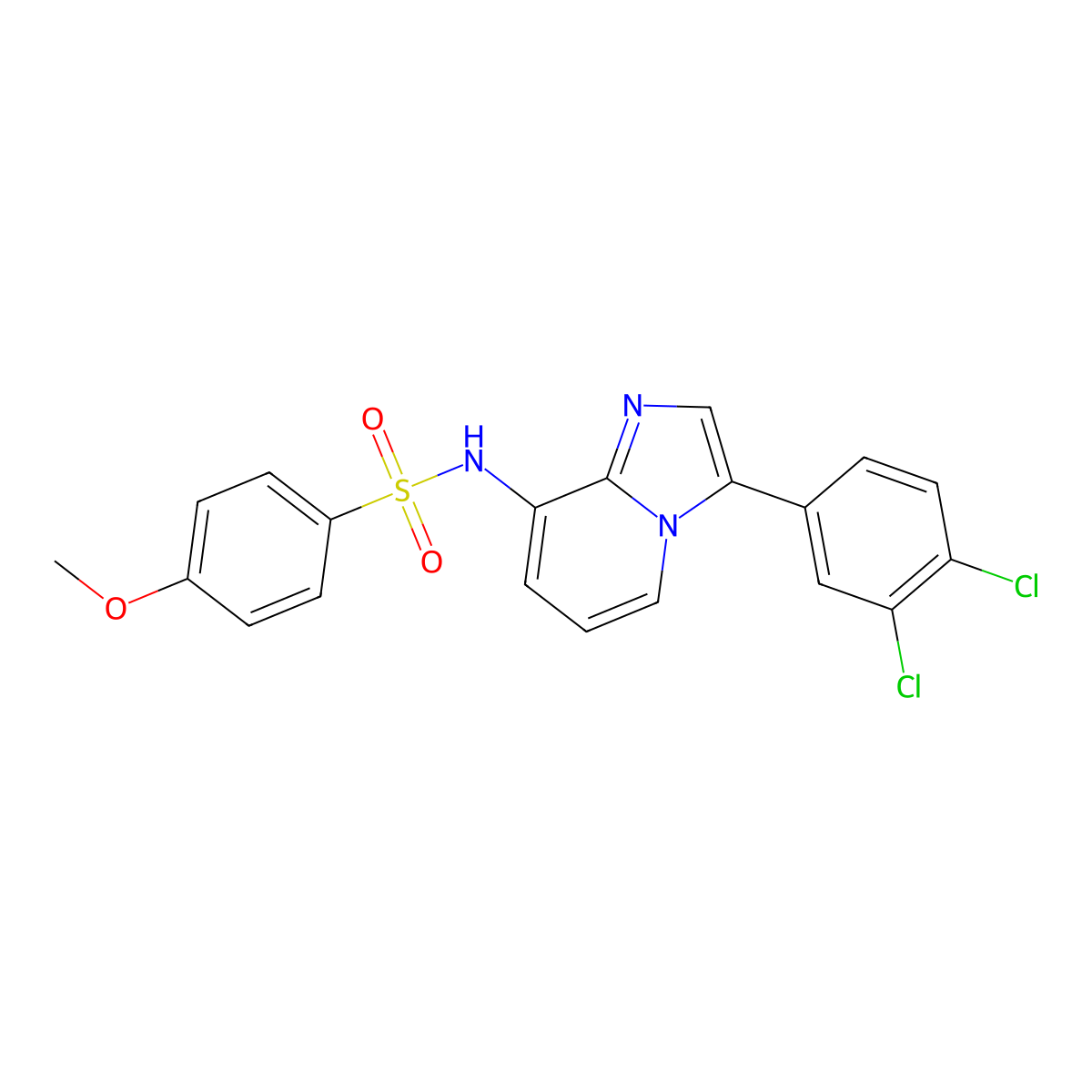 N-[3-(3,4-dichlorophenyl)imidazo[1,2-a]pyridin-8-yl]-4-methoxybenzenesulfonamide molecular structure, CAS 338415-29-5