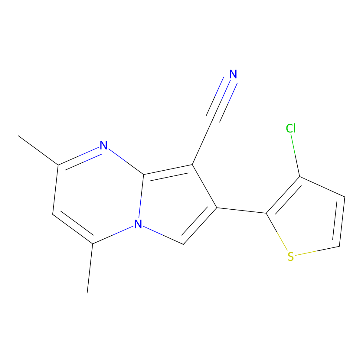 7-(3-Chloro-2-thienyl)-2,4-dimethylpyrrolo[1,2-a]pyrimidine-8-carbonitrile molecular structure, CAS 338415-36-4