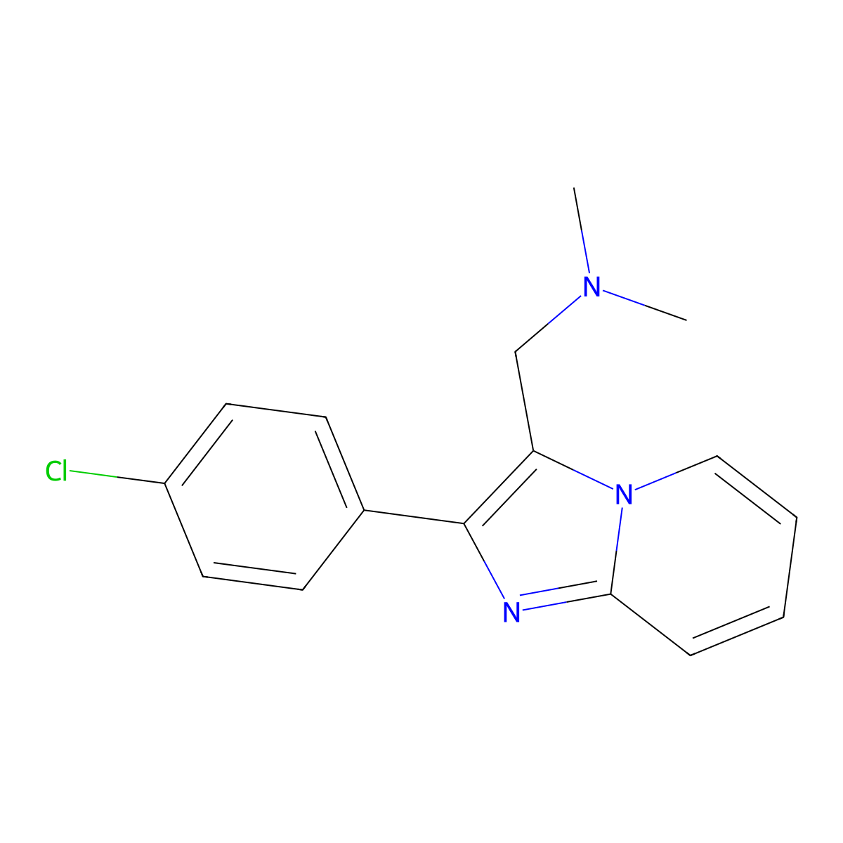 [2-(4-chlorophenyl)imidazo[1,2-a]pyridin-3-yl]-N,N-dimethylmethanamine molecular structure, CAS 338415-39-7