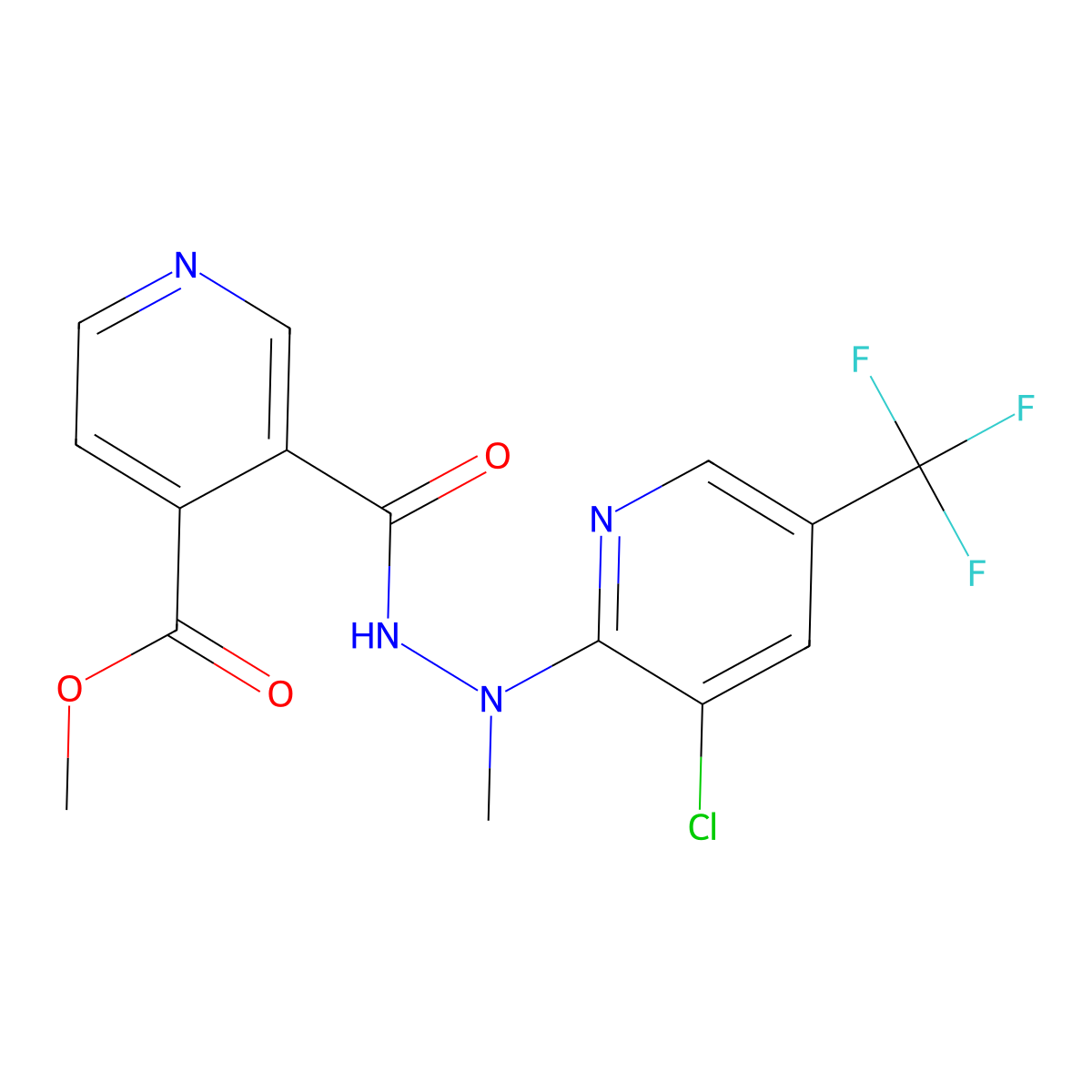 Methyl 3-({2-[3-chloro-5-(trifluoromethyl)-2-pyridinyl]-2-methylhydrazino}carbonyl)isonicotinate molecular structure, CAS 338415-40-0