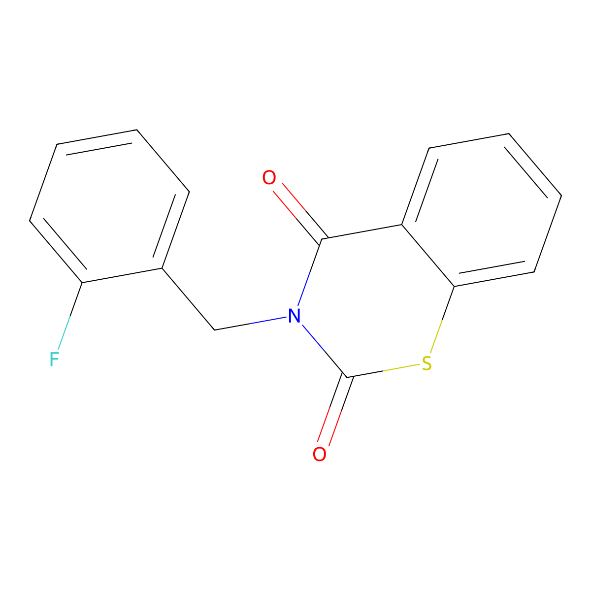 3-(2-fluorobenzyl)-2H-1,3-benzothiazine-2,4(3H)-dione molecular structure, CAS 338415-41-1