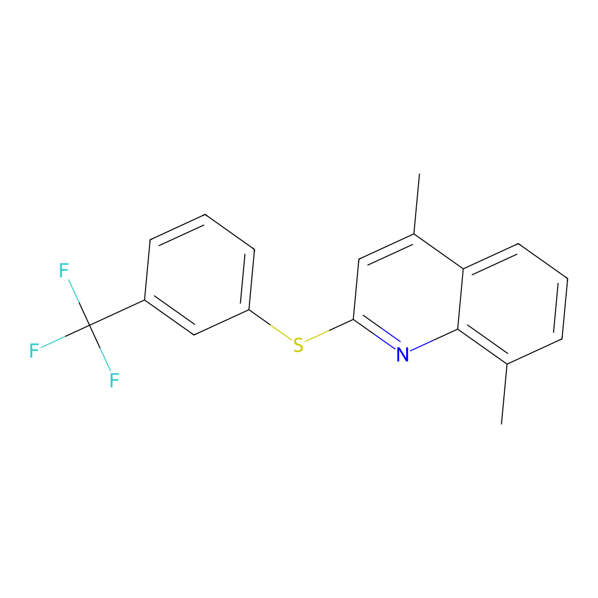 4,8-Dimethyl-2-{[3-(trifluoromethyl)phenyl]sulfanyl}quinoline molecular structure, CAS 338415-71-7
