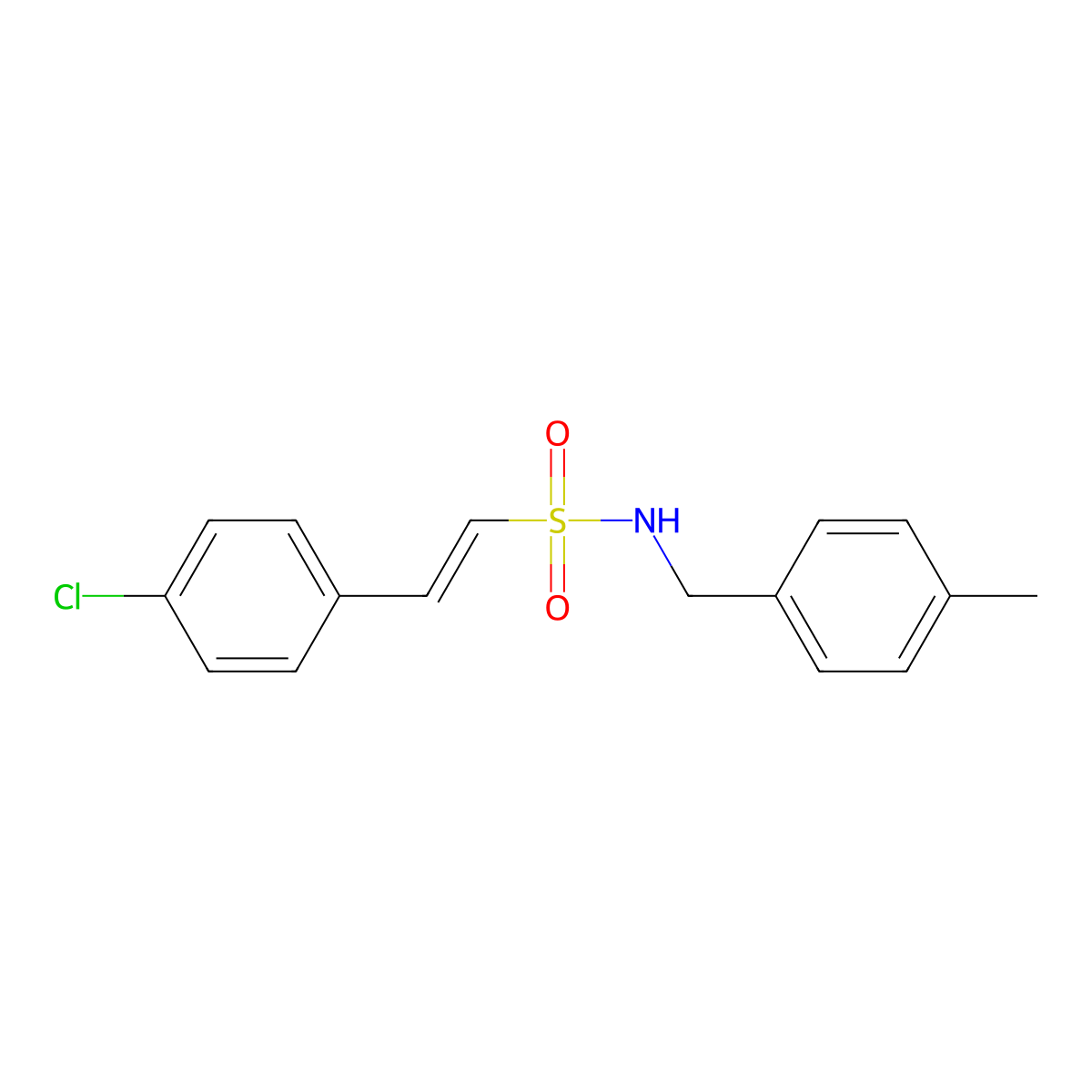 (E)-2-(4-chlorophenyl)-N-[(4-methylphenyl)methyl]ethene-1-sulfonamide molecular structure, CAS 338415-80-8