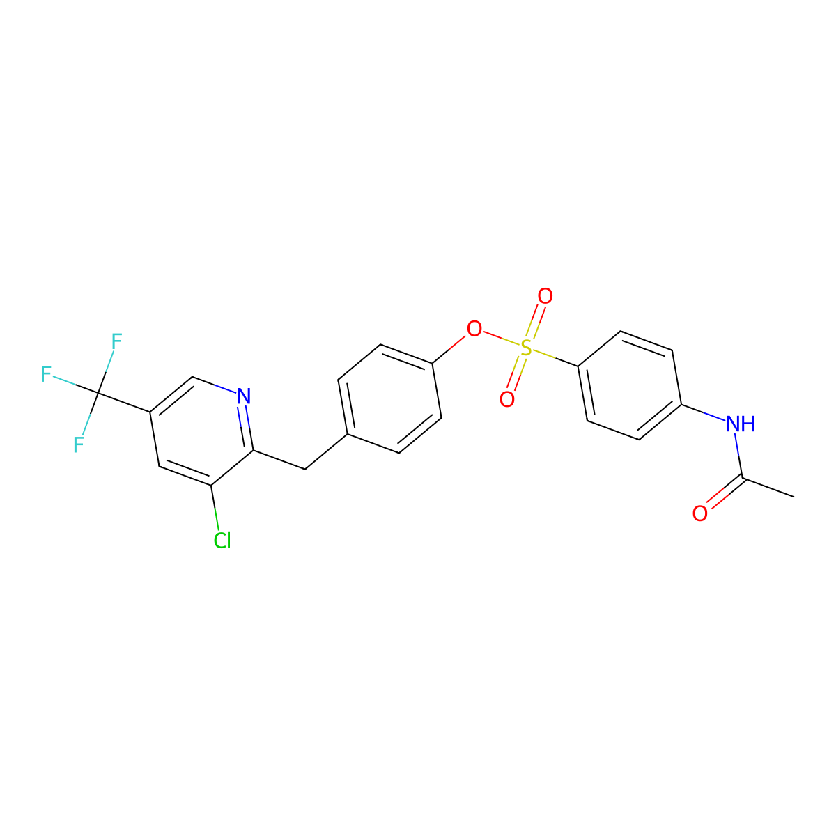 4-{[3-Chloro-5-(trifluoromethyl)-2-pyridinyl]methyl}phenyl 4-(acetylamino)benzenesulfonate molecular structure, CAS 338415-87-5
